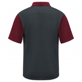 Red Kap SK56 Men\'s Performance Knit Color-Block Polo - Short Sleeve - Charcoal/Burgundy