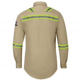 Bulwark FR SLEV Men\'s Midweight FR Enhanced Visibility Shirt - EXCEL FR ComforTouch - 7 oz. - Khaki
