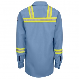 Bulwark FR SMS6 Men\'s Long Sleeve Snap Front Work Shirt with Striping - Light Blue
