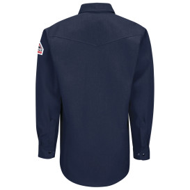 Bulwark FR SNS2 Men\'s Lightweight Snap-Front Uniform Shirt - Nomex IIIA - 4.5 oz. - Navy