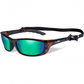 Wiley X P-17 Sunglasses - Gloss Demi Frame - Polarized Emerald Mirror Lens