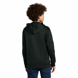 Sport-Tek YST255 Youth Sport-Wick Fleece United Pullover Hoodie - Black/Deep Red
