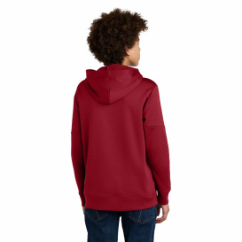 Sport-Tek YST255 Youth Sport-Wick Fleece United Pullover Hoodie - Deep Red/White