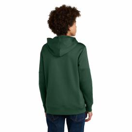 Sport-Tek YST255 Youth Sport-Wick Fleece United Pullover Hoodie - Forest Green/White