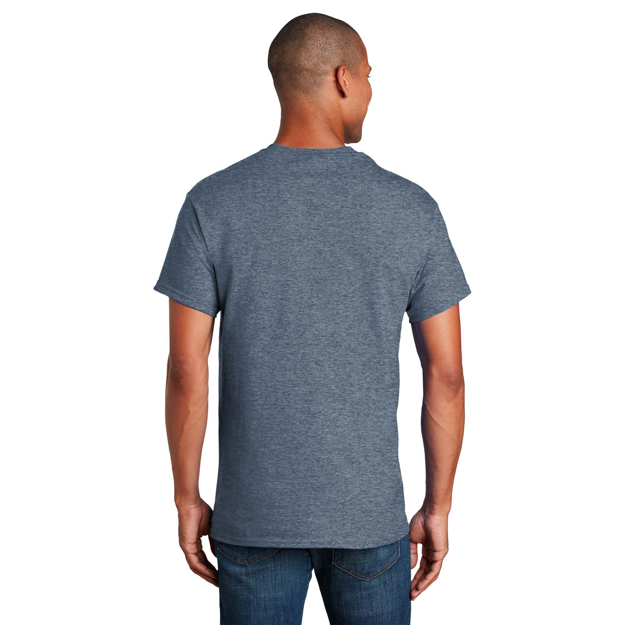 Gildan Classic - Maglietta Uomo 100% Cotone, Confezione Da 2, 150g, Modello G500, Taglia 2XL, Colore Indigo Heather/Rosso