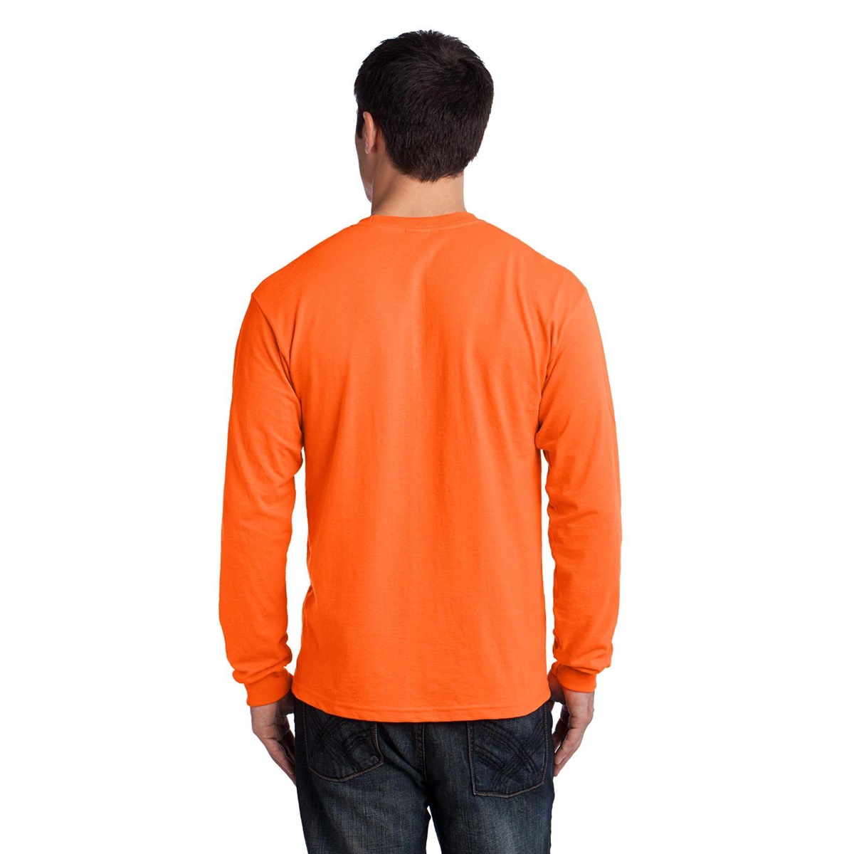 Gildan 2410 Ultra Cotton Long Sleeve T-Shirt with Pocket - S. Orange ...