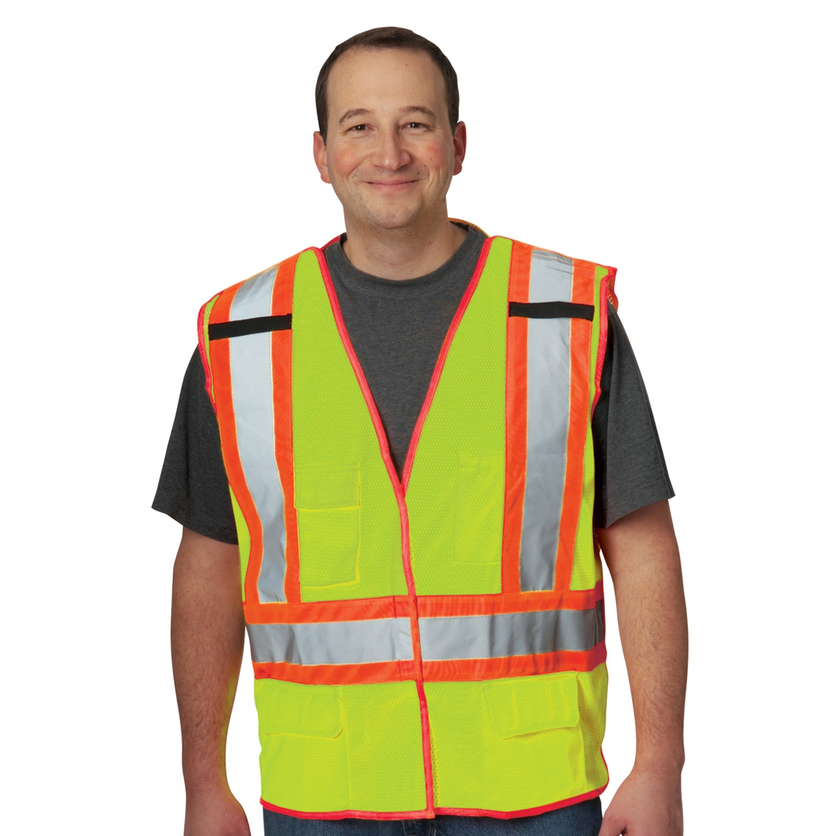 Pip Vests PIP 302-0211 Type R Class 2 X-Back Breakaway Two-Tone Mesh Safety Vest ...