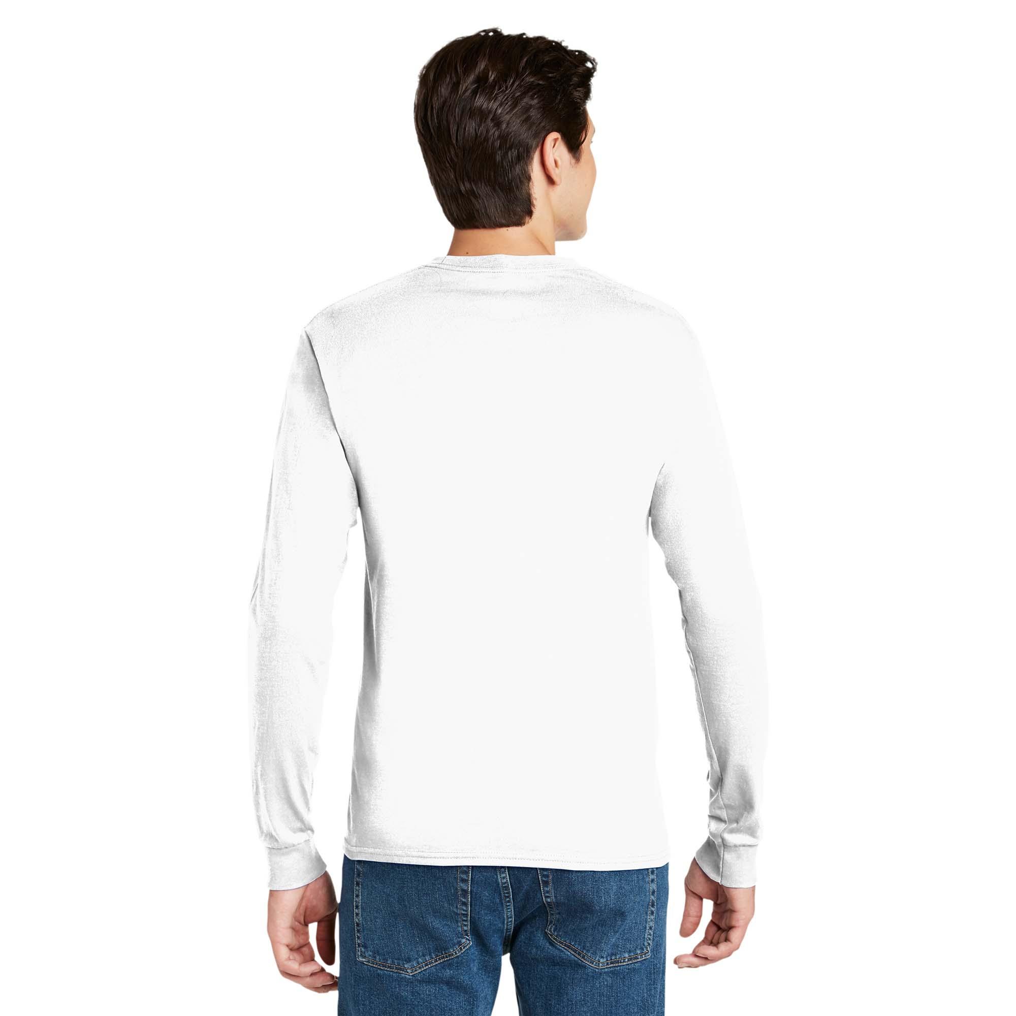 Hanes 5586 Authentic 100% Cotton Long Sleeve T-Shirt - White | Full Source