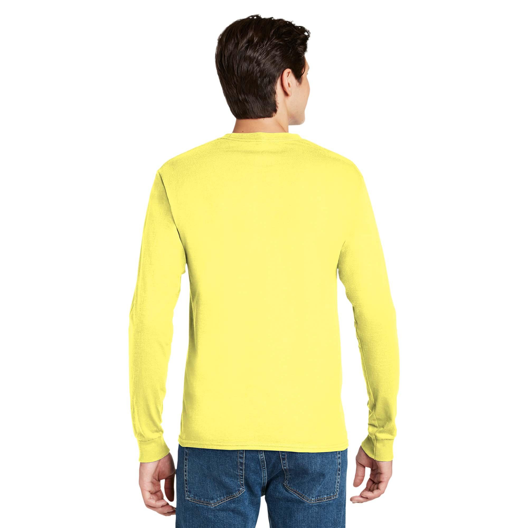 Hanes 5586 Authentic 100% Cotton Long Sleeve T-Shirt - Yellow | Full Source