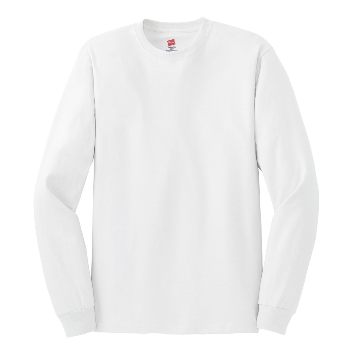 Hanes 5586 Tagless Cotton Long Sleeve T-Shirt - White | FullSource.com