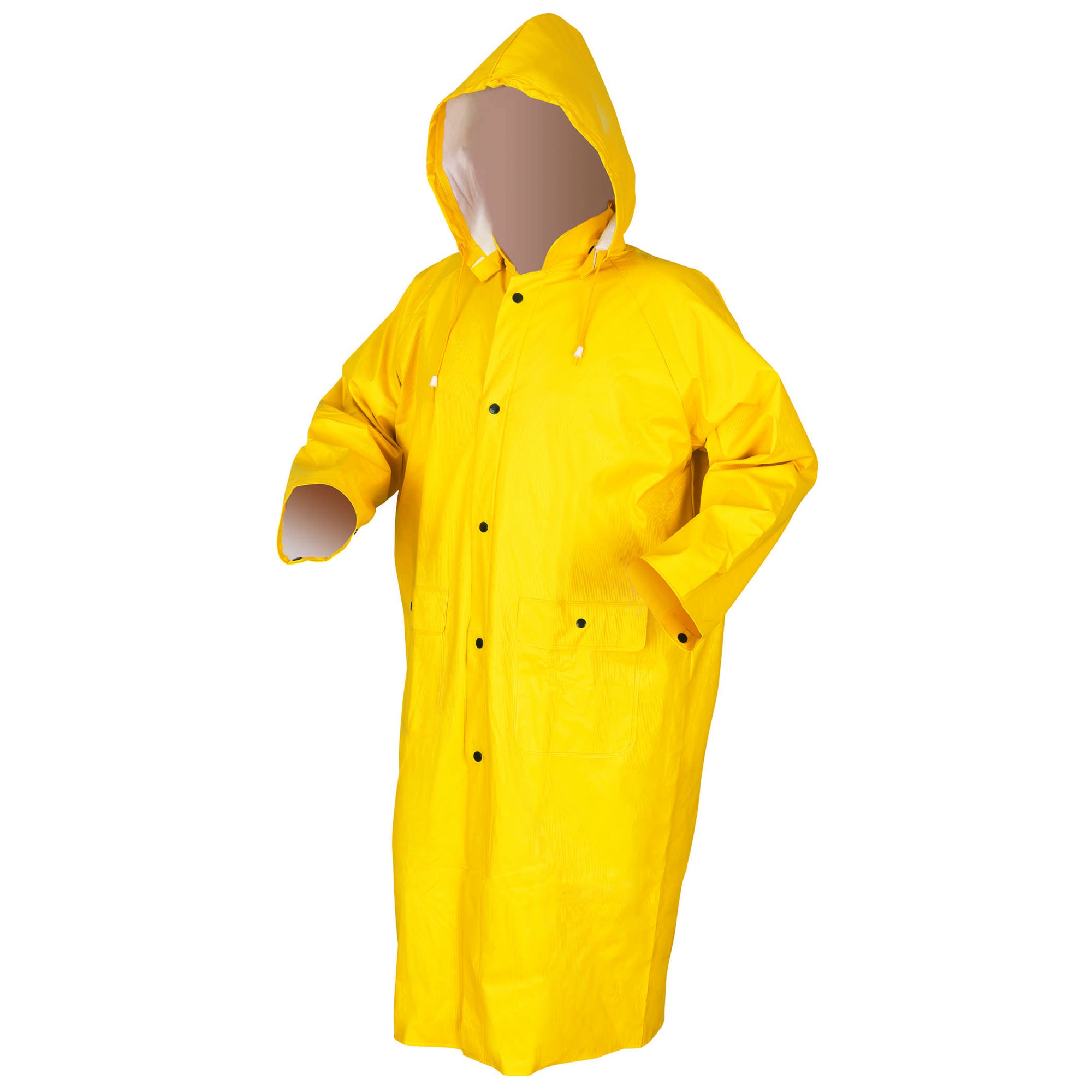 knee length raincoat with hood