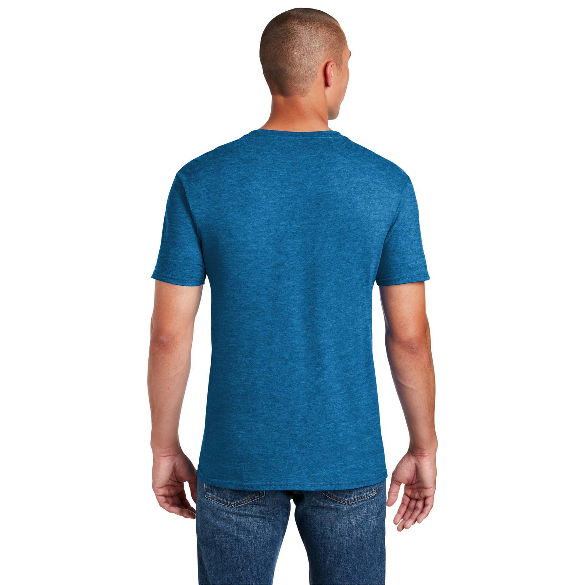 Gildan T-shirt Uomo Ultra Cotton 100% Cotone Prelavato – Colletto Senza Cuciture, Manica Doppia, Taglia L Colore Azzurro/Marrone