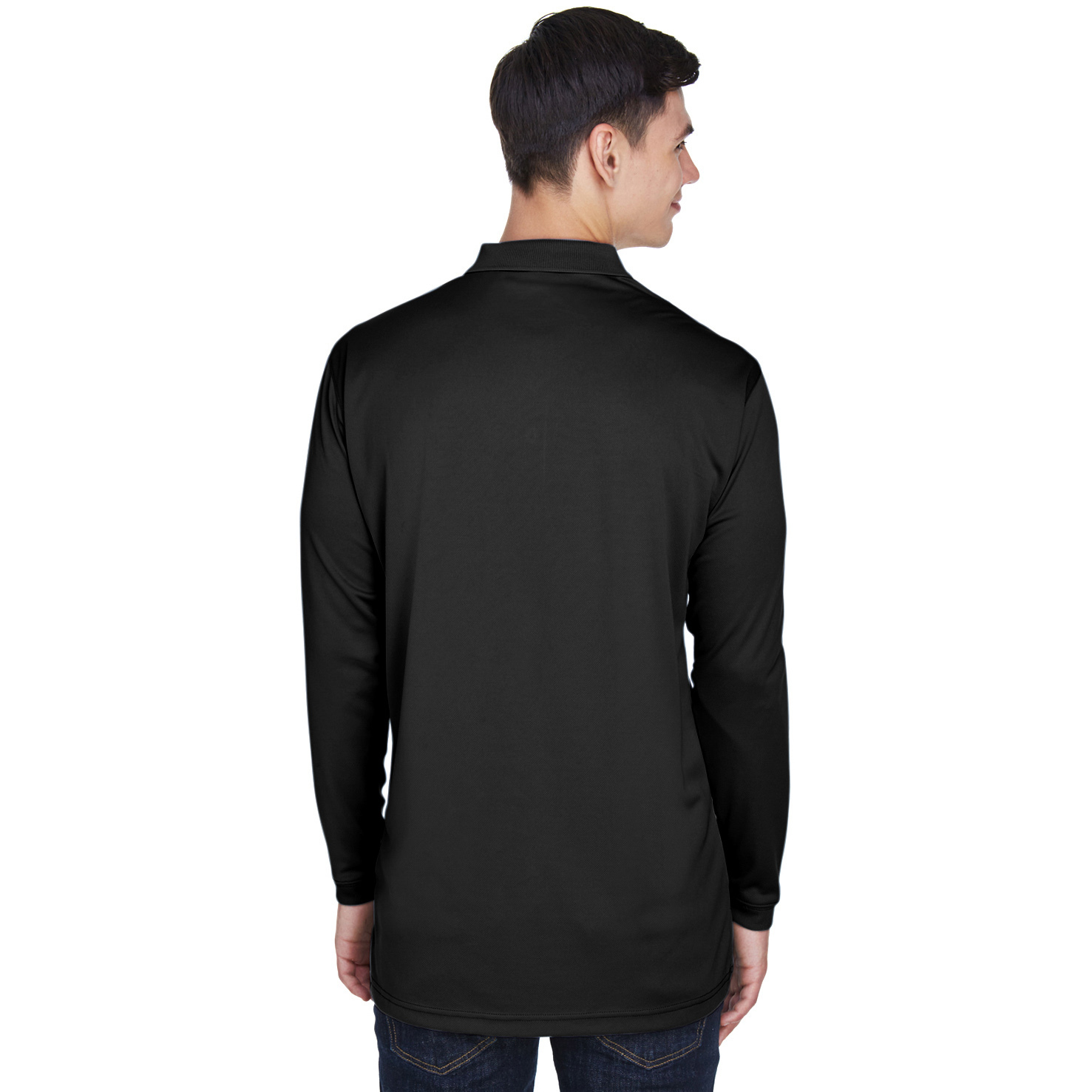 Ultraclub 8405ls Men's Cool & Dry Sport Long-sleeve Polo - Black 