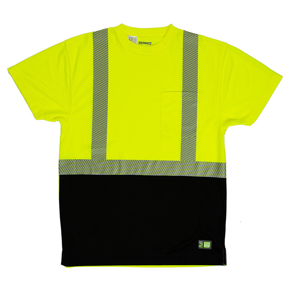 Berne Hvk017 Unisex Hi Vis Class 2 Color Blocked Pocket T Shirt Hi