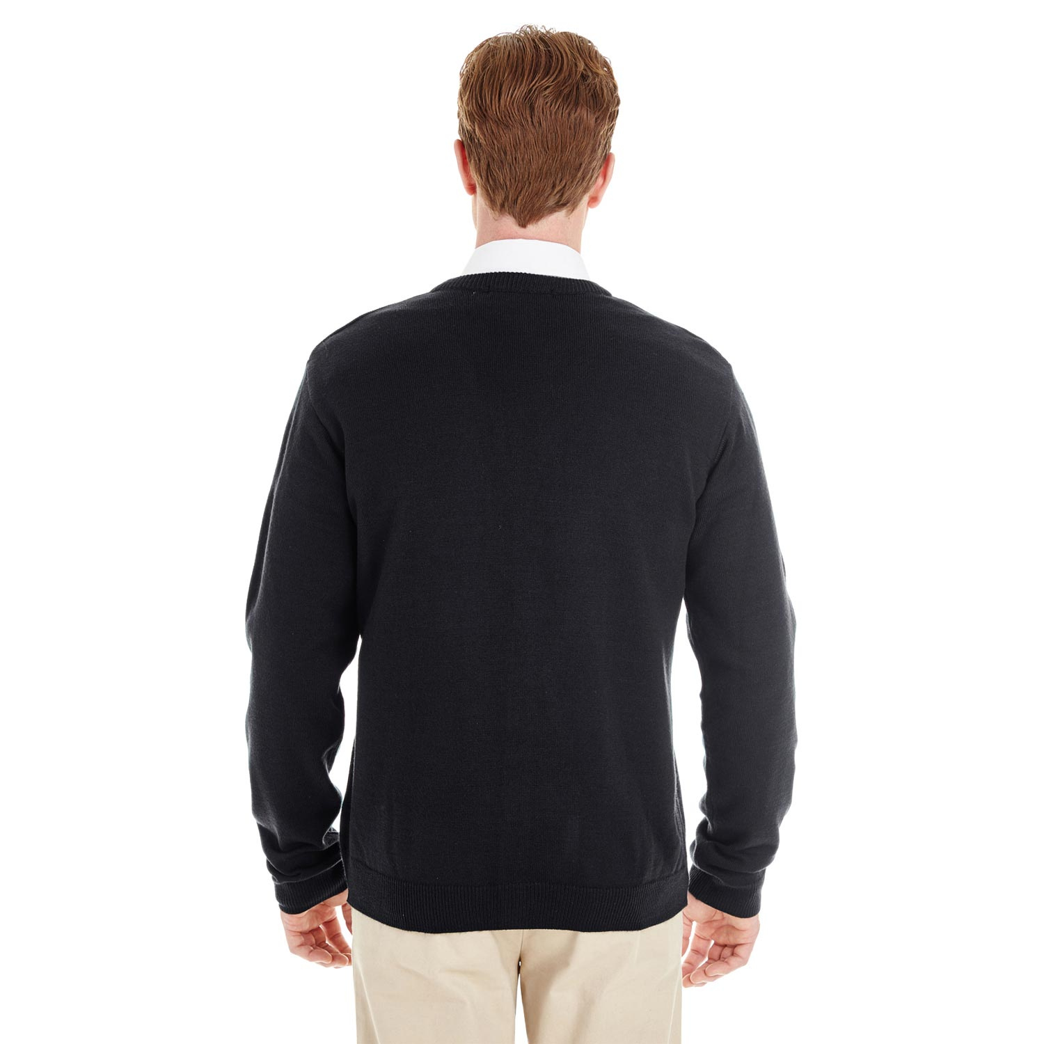 Harriton M425 Pilbloc V-Neck Button Cardigan Sweater - Black