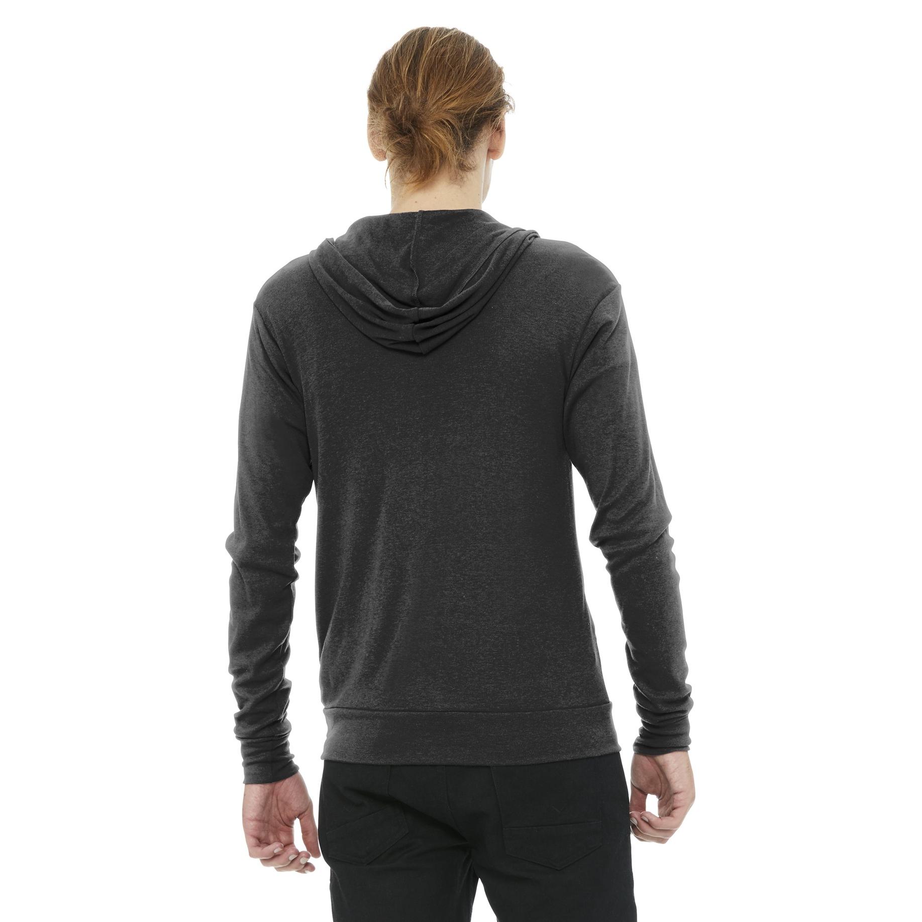 Unisex Charcoal-Black Triblend Full-Zip Lightweight Activewear Hoodie