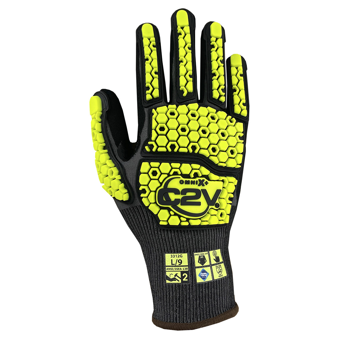 C2V Omni-X+ 3312G 18-Gauge C-TRON Shell Work Gloves - Black Foam