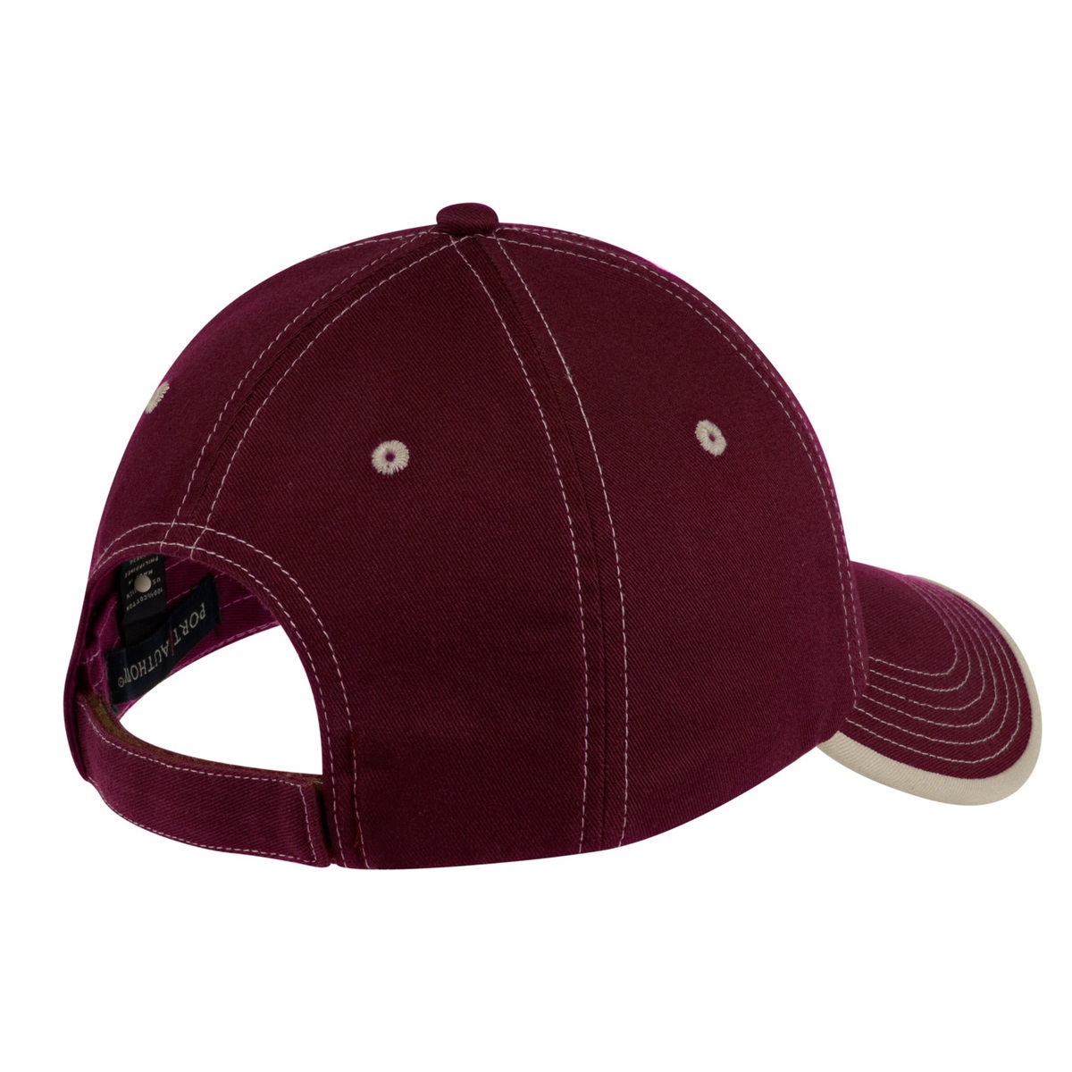 Port Authority C835 Vintage Washed Contrast Stitch Cap - Maroon/Stone ...