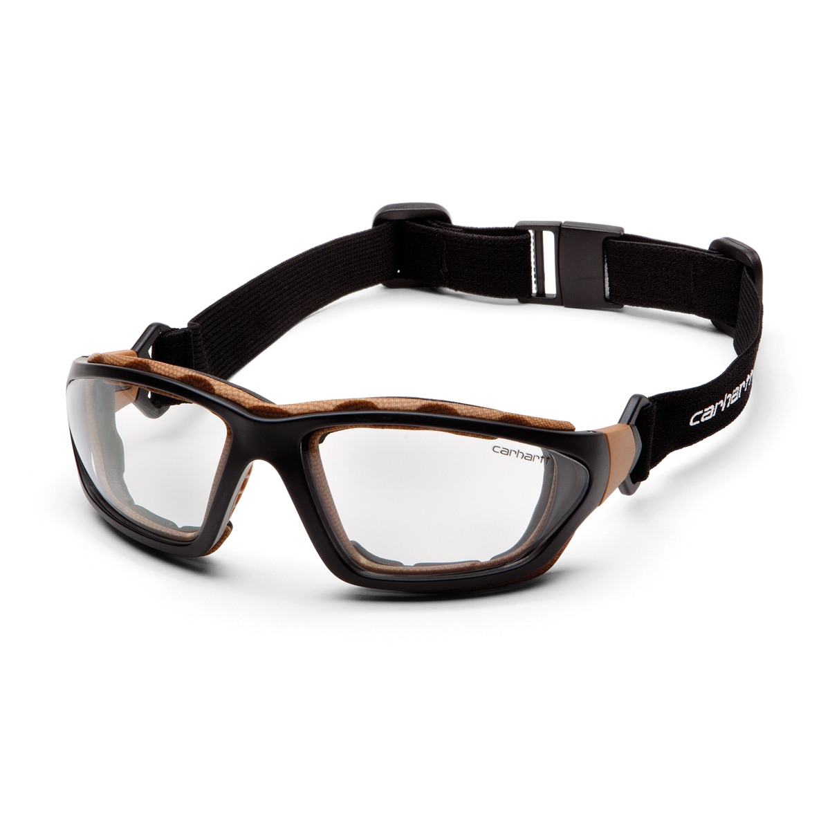 Carhartt Carthage Safety Eyewear - Black/Tan Frame - Clear Anti-Fog ...