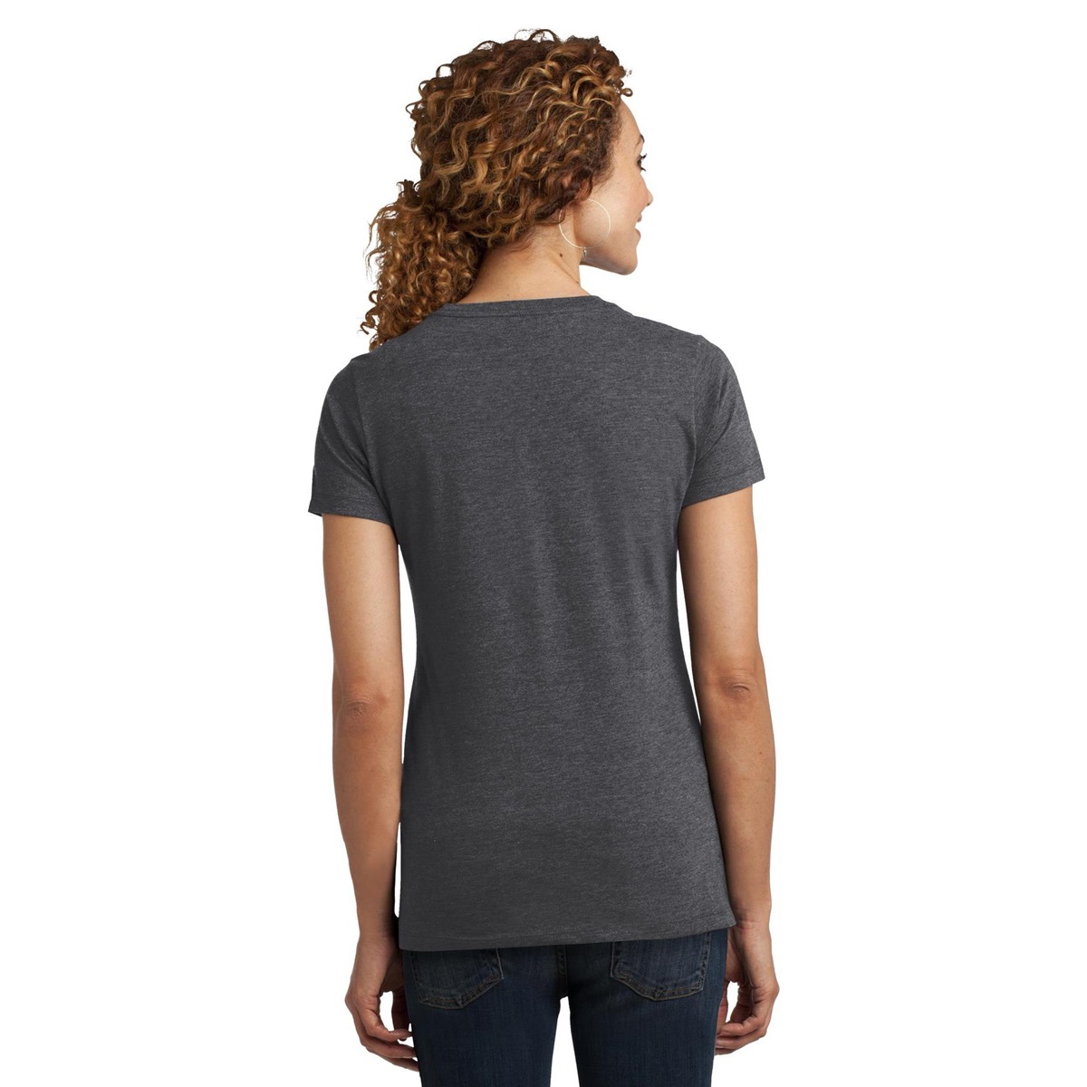 District Made DM108L Ladies Perfect Blend Crew Tee - Heathered Charcoal ...