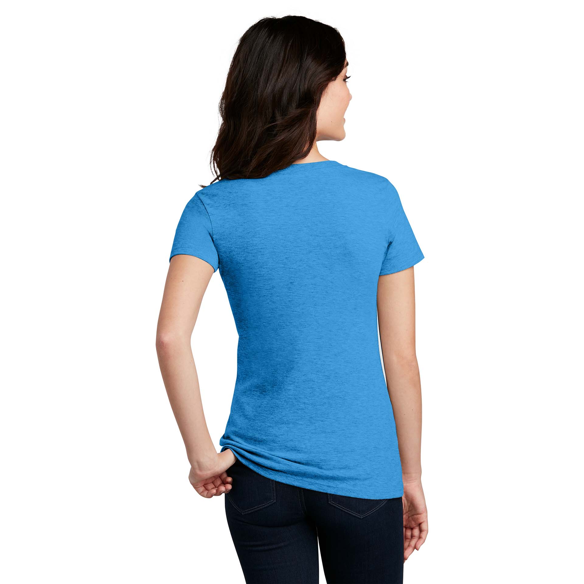 District DM1190L Women's Perfect Blend V-Neck Tee - Heathered Bright ...