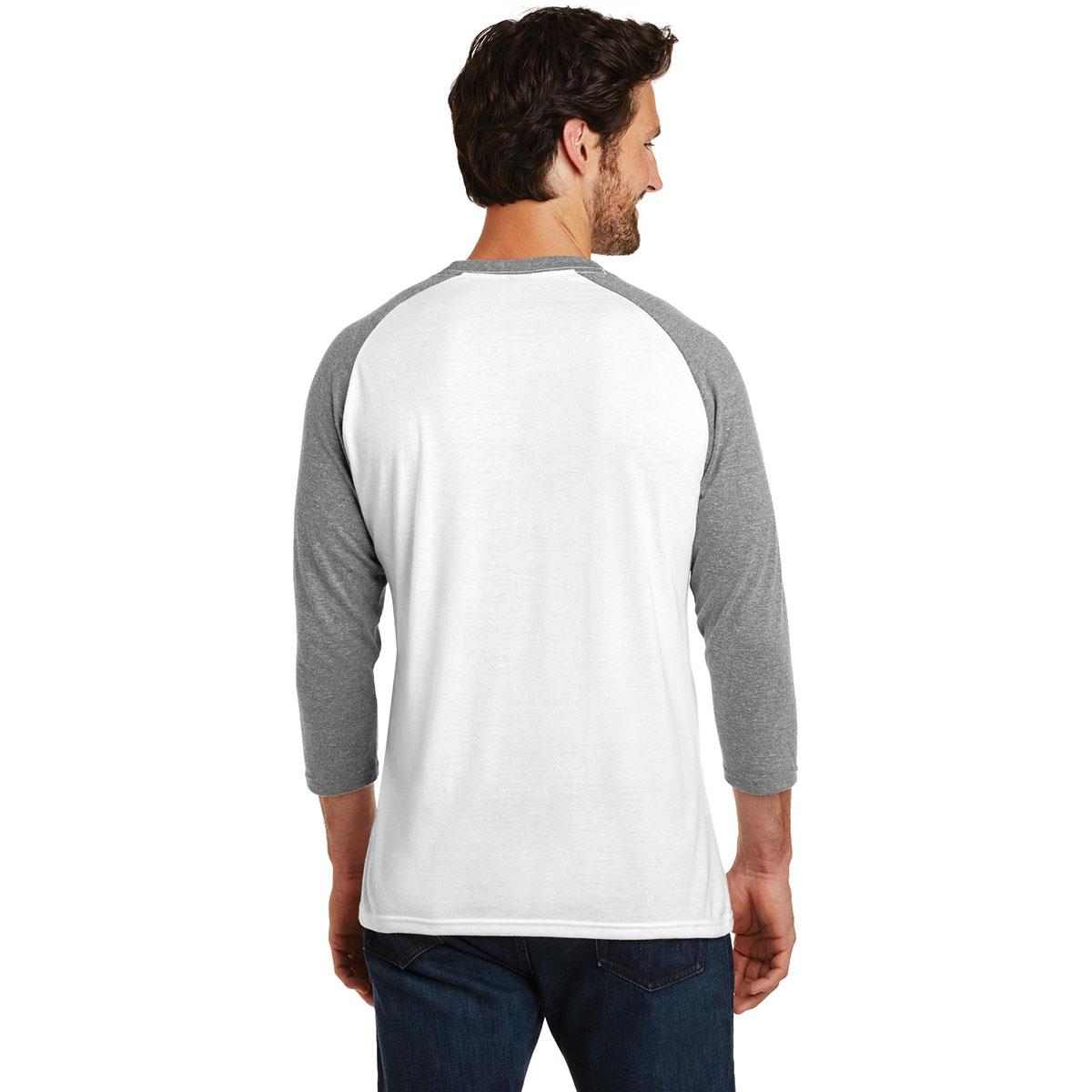 District Made DM136 Mens Perfect Tri 3/4-Sleeve Raglan - Grey Frost ...