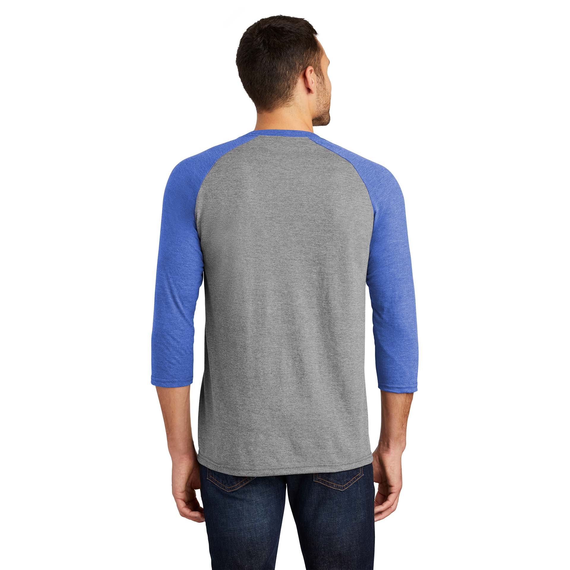 District DM136 Perfect Tri 3/4-Sleeve Raglan - Royal Frost/Grey Frost ...