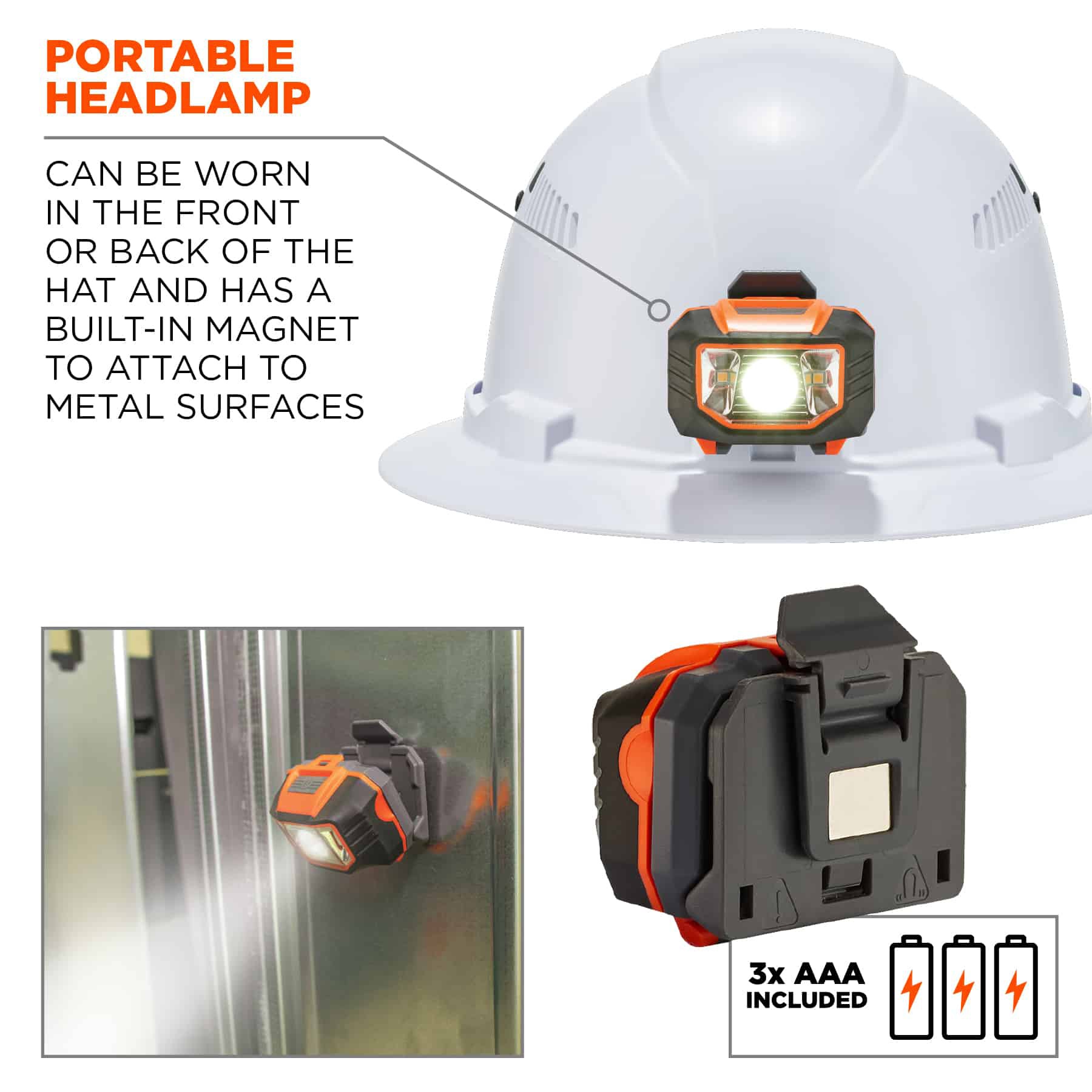 Ergodyne Skullerz 8973LED Full Brim Vented Hard Hat with LED Light