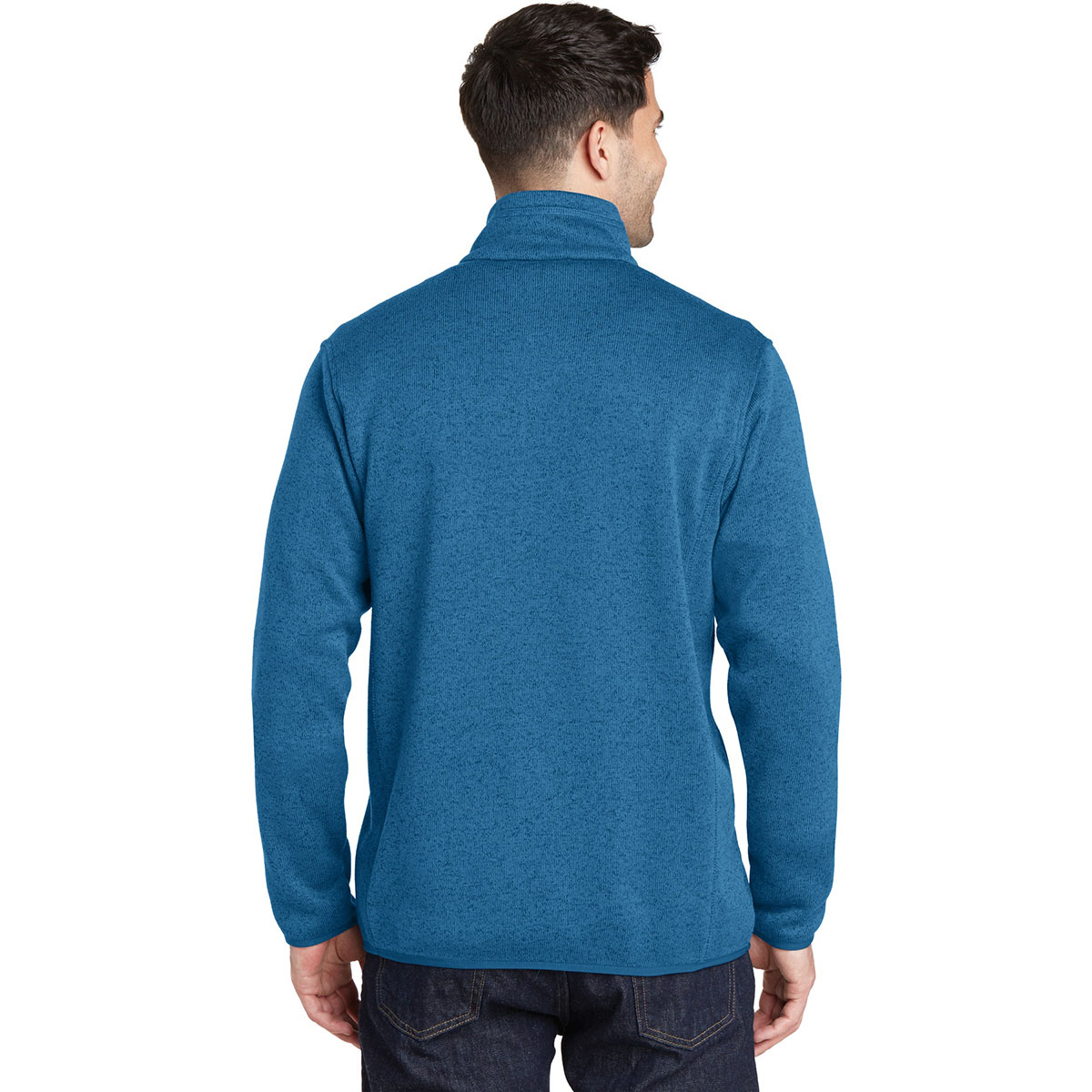 Port Authority F232 Sweater Fleece Jacket - Medium Blue Heather | Full ...