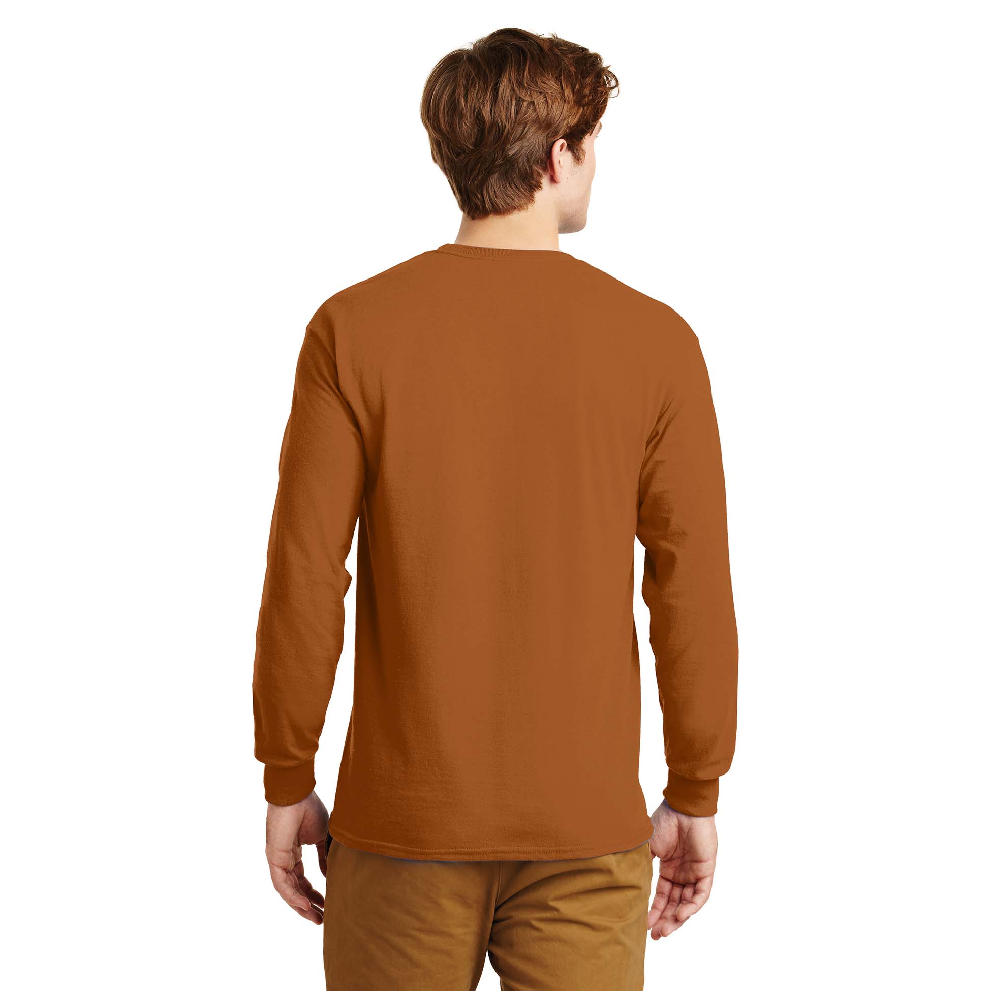 Gildan Men's G500 Long Sleeve T-Shirt - 100% Cotton, Texas Orange, Large