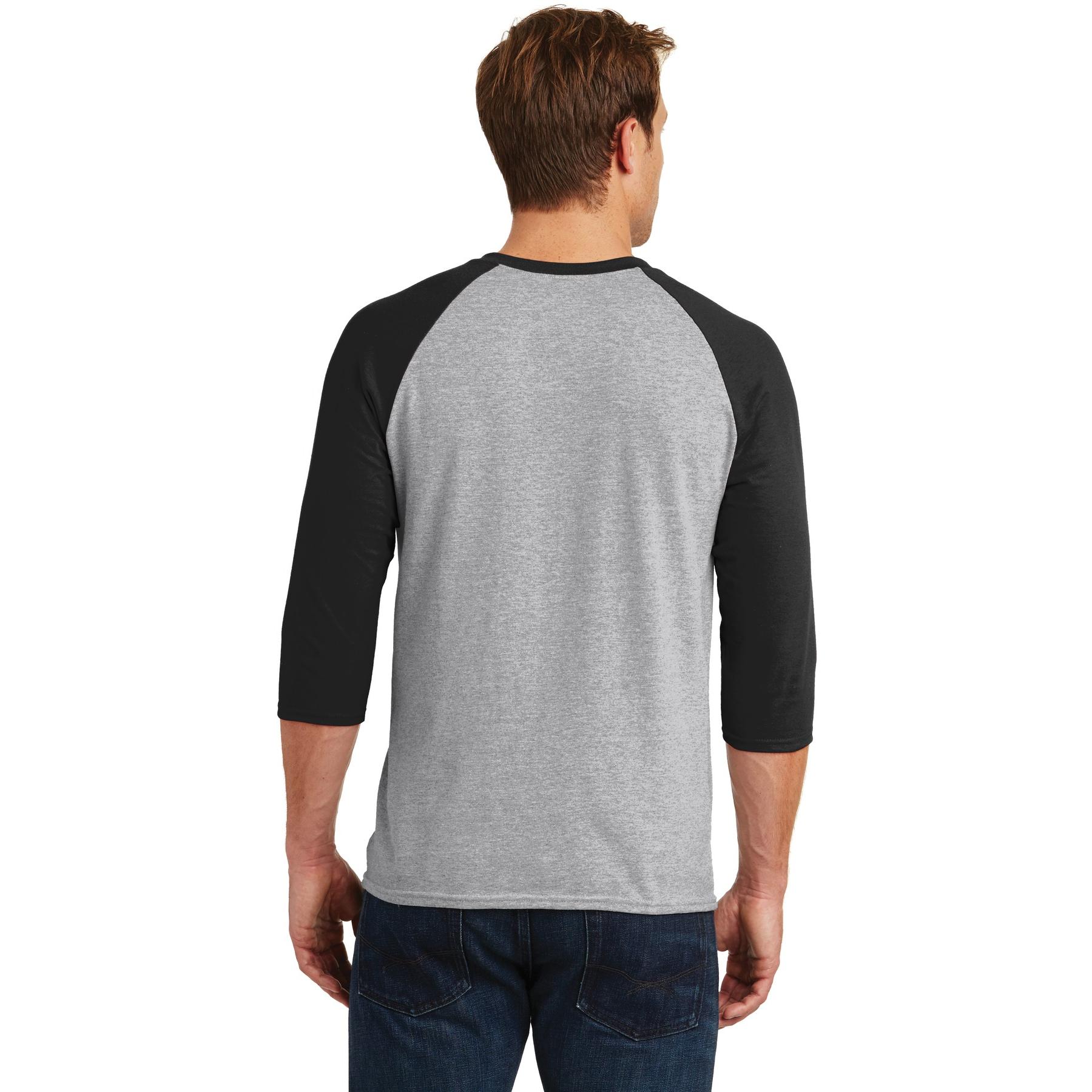 black and gray raglan shirt