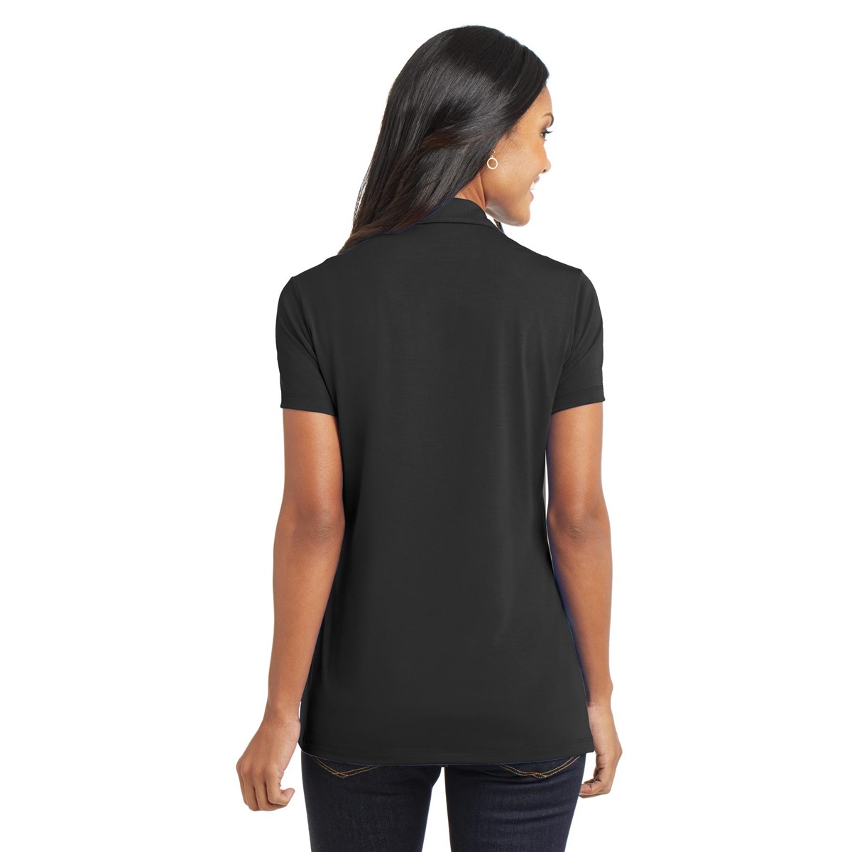 Port Authority L568 Ladies Cotton Touch Performance Polo Black Full