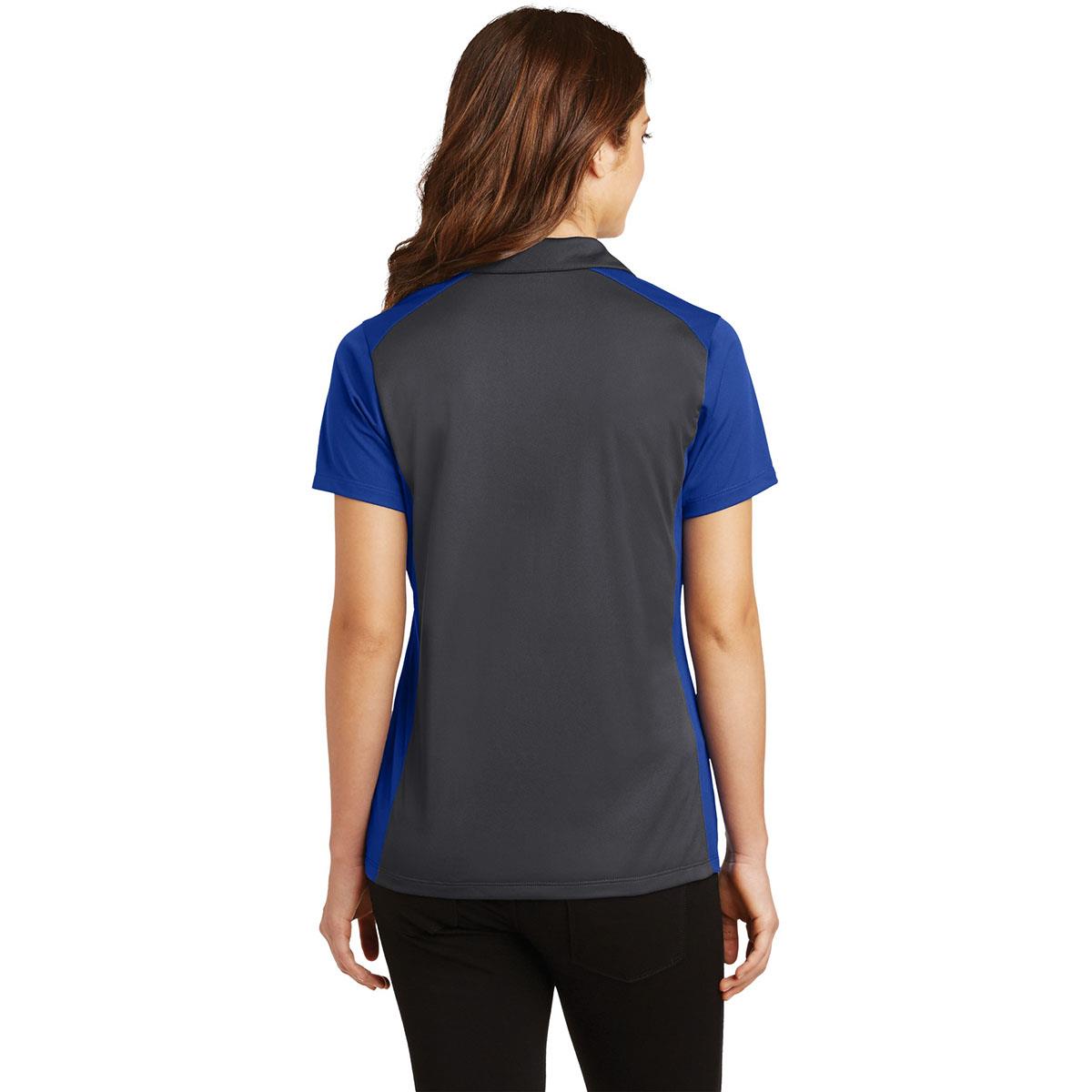 Sport-Tek LST652 Ladies Colorblock Micropique Sport-Wick Polo - Iron Grey/True Royal 