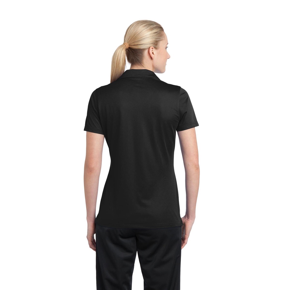 Sport-Tek LST690 Ladies Active Textured Polo Shirt - Black | Full Source