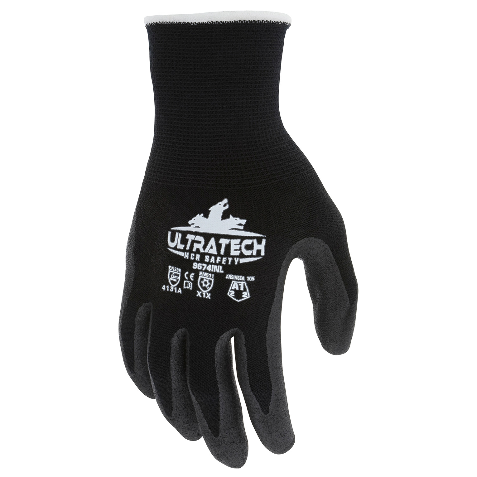 MCR Safety UltraTech Gloves Gray Medium - 13 Gauge Nylon With PU Coating