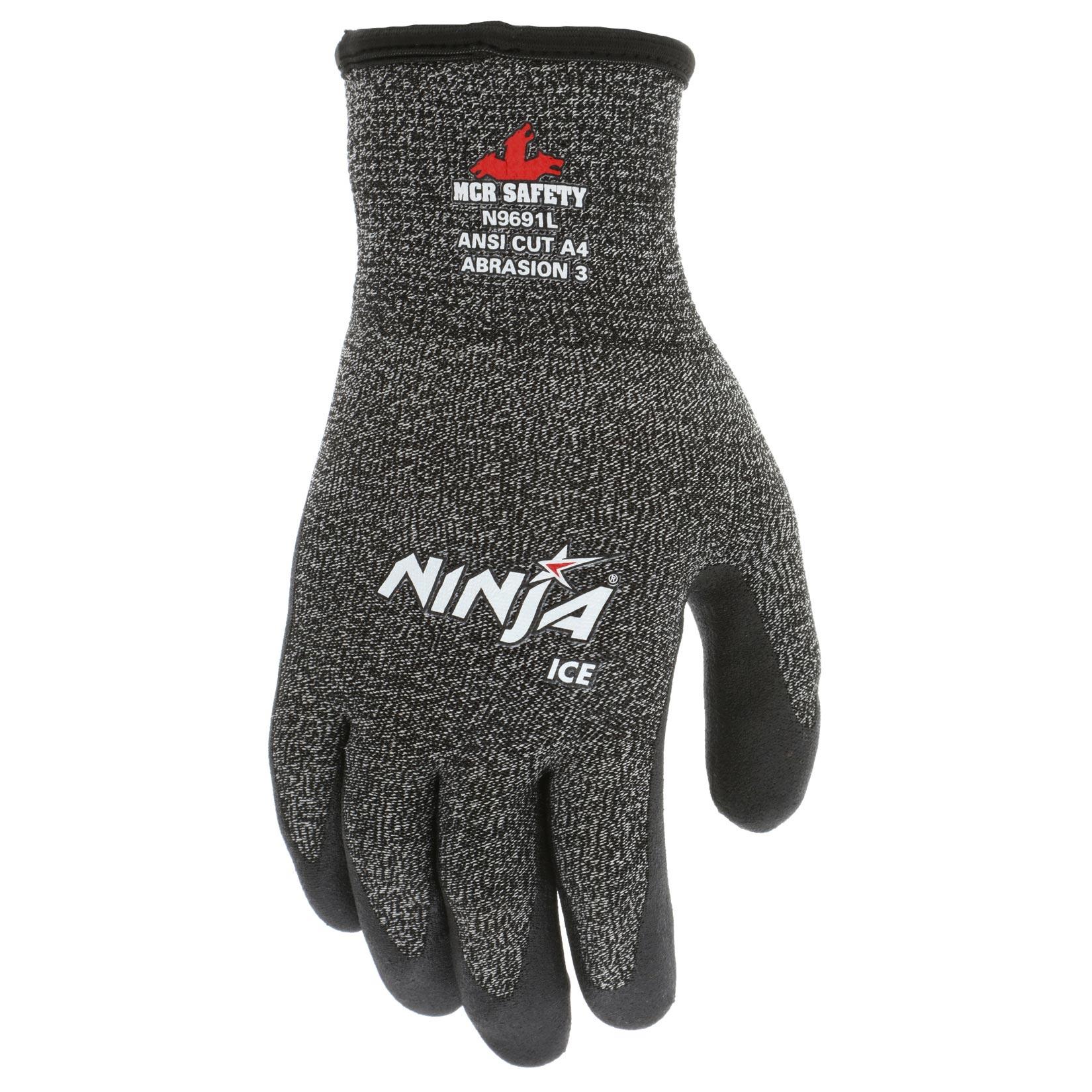 MCR Safety Ninja Ice N9690 15 Gauge Coated Insulated Work Gloves, Black, 1  Pair