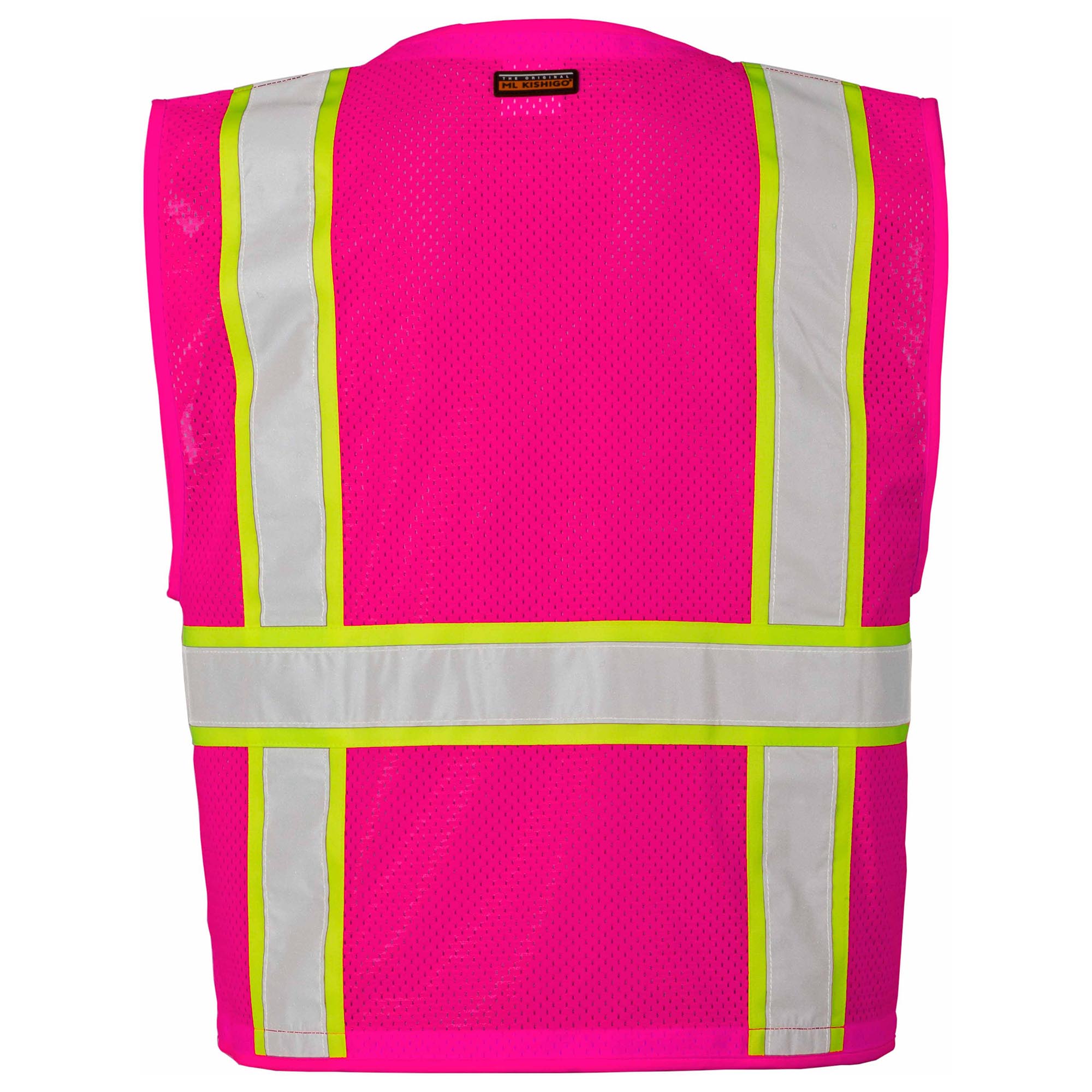 Kishigo B107 Enhanced Visibility Multi-Pocket Mesh Vest Pink Full Source