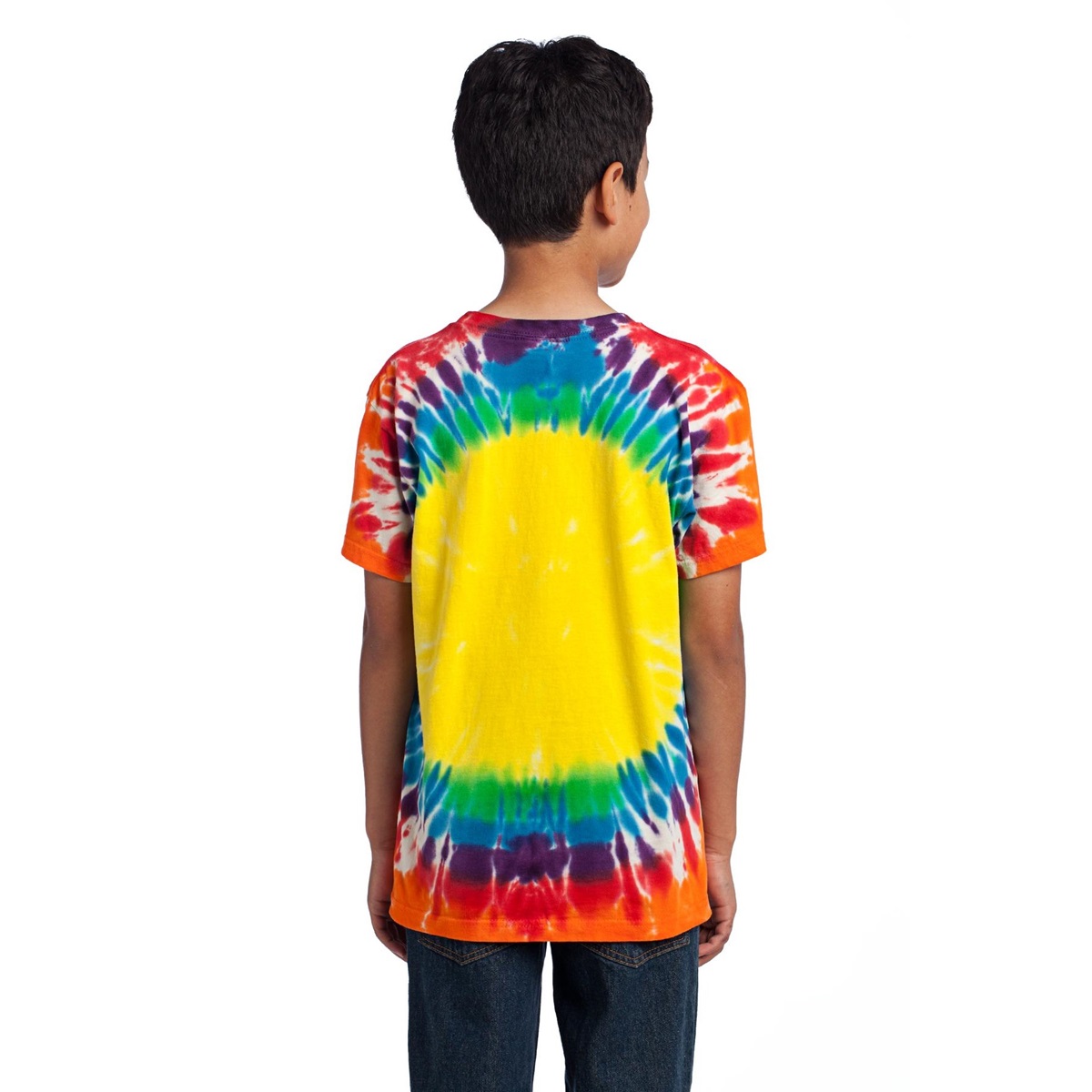 Port & Company Boys' Essential Tie-Dye T-Shirt - Ocean Rain Color, Size Small (5.4 Oz, 100% Cotton) - View #3
