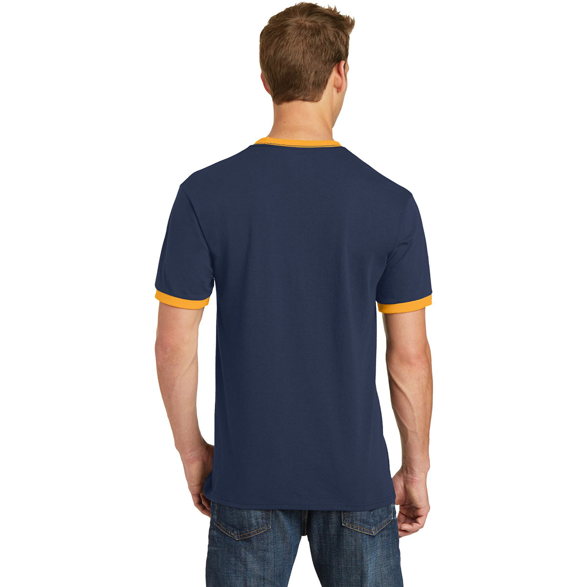 Port & Company PC54R Core Cotton Ringer Tee - Navy/Gold