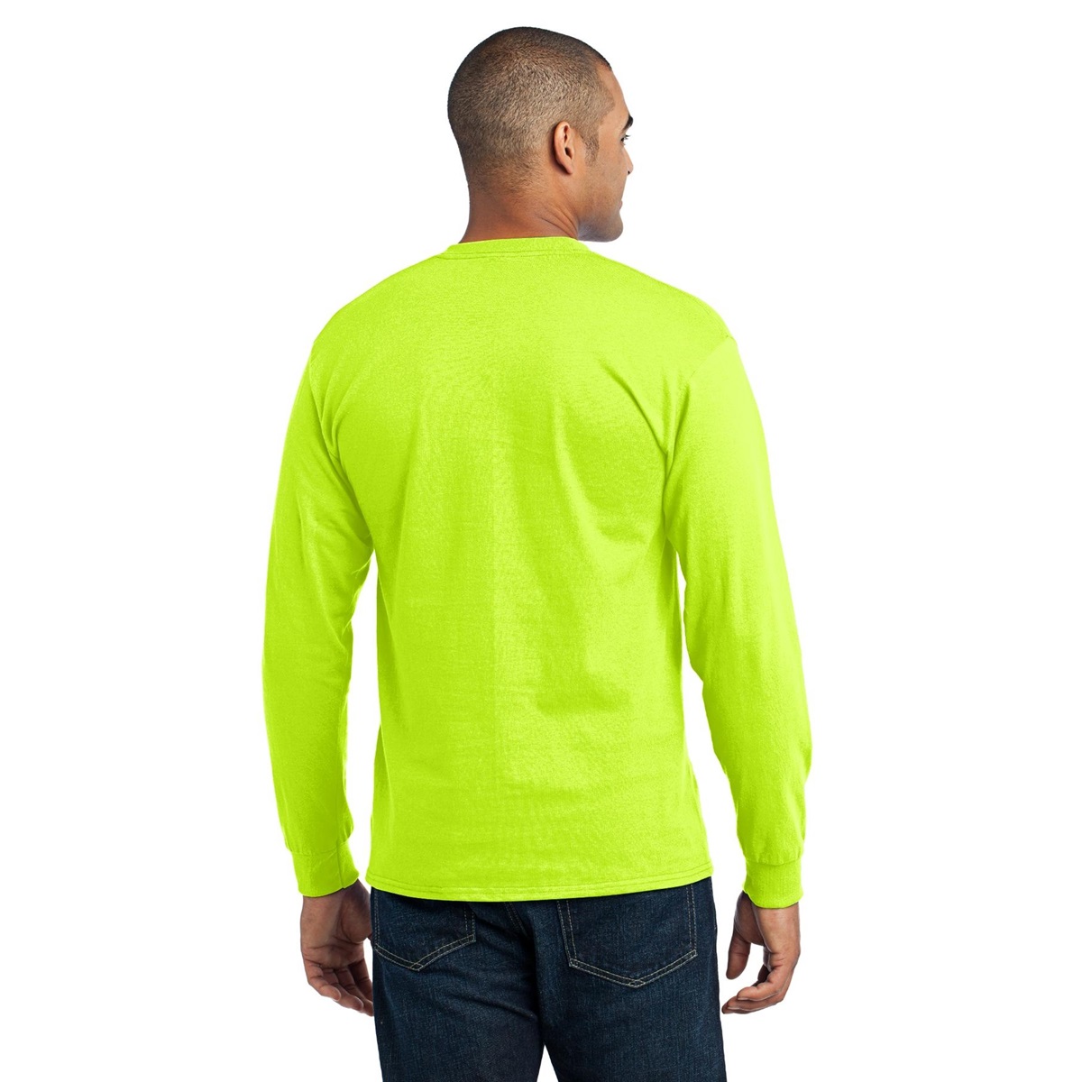 Port & Company PC55LS Long Sleeve 50/50 Cotton/Poly T-Shirt - Safety ...