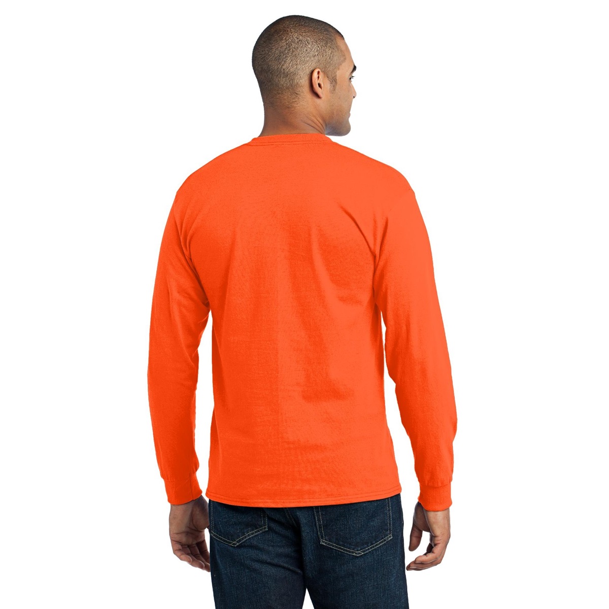 Port & Company PC55LS Long Sleeve 50/50 Cotton/Poly T-Shirt - Safety ...