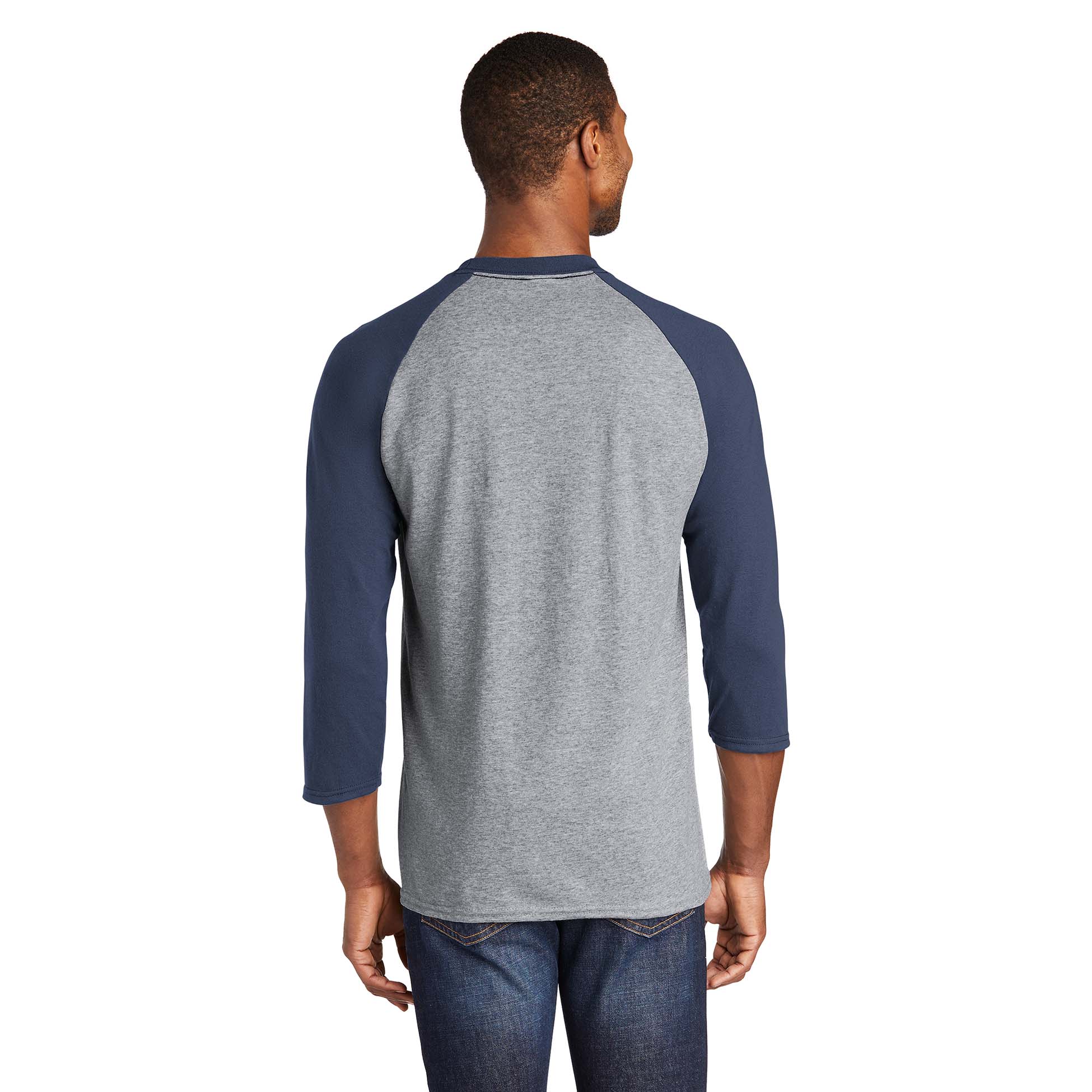 Port & Company PC55RS 3/4-Sleeve Raglan T-Shirt - Athletic Heather/Navy ...