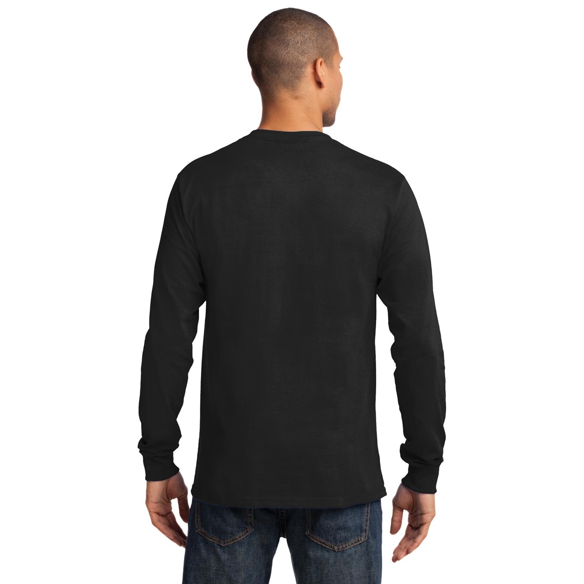 Port & Company PC61LS Long Sleeve Essential T-Shirt - Jet Black | Full ...