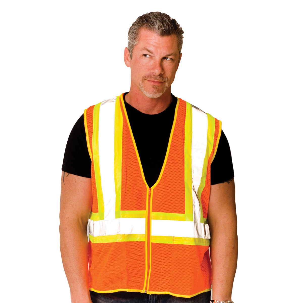 PIP 302-MV Economy Type R Class 2 Two-Tone Mesh Safety Vest - Orange ...
