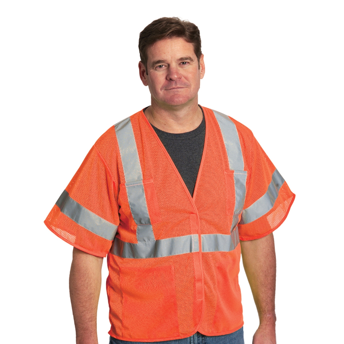 Pip Vests PIP 303-HSVE Economy Type R Class 3 Mesh Safety Vest with Four Pockets ...