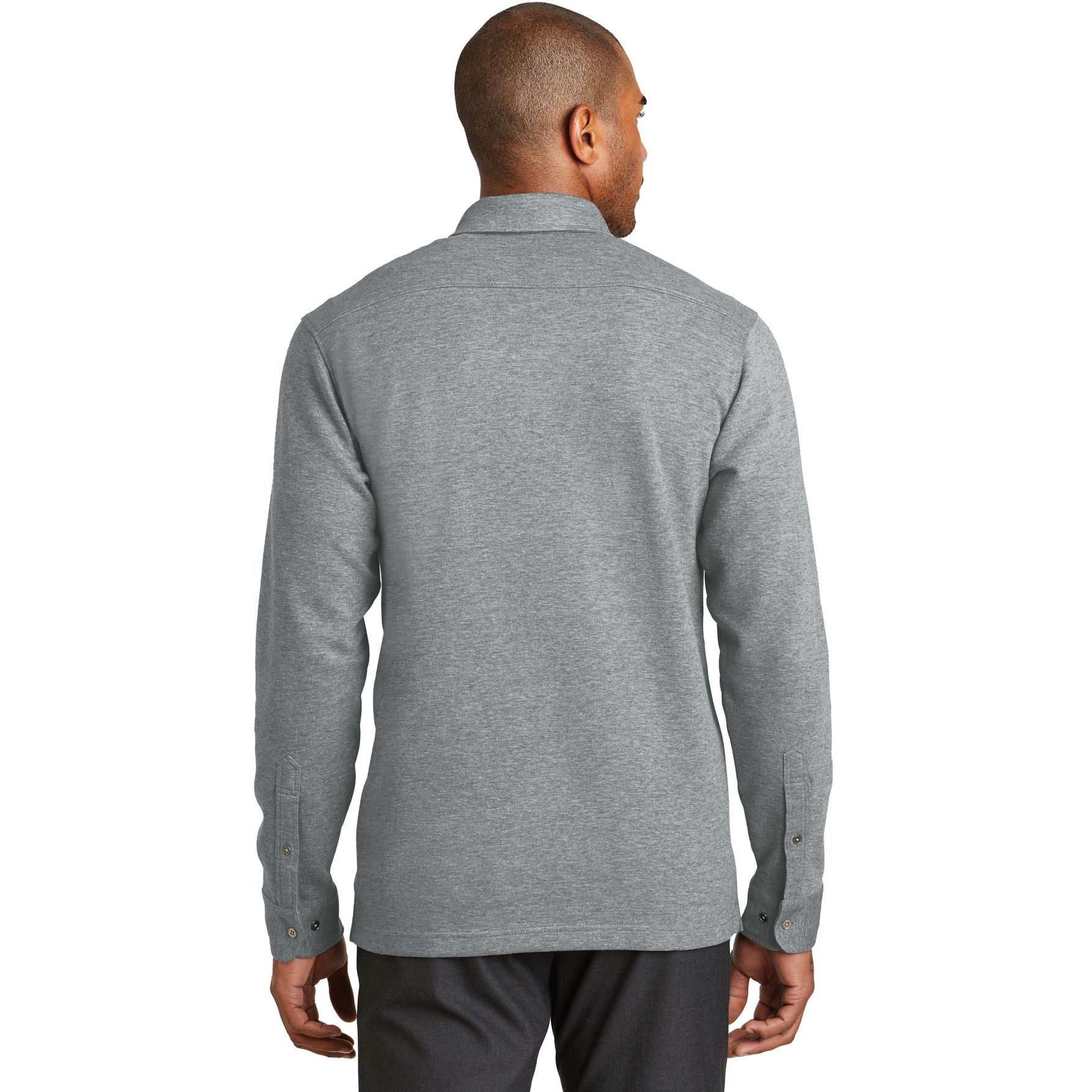 Port Authority K808 Interlock Polo Cover-Up - Medium Grey Heather ...