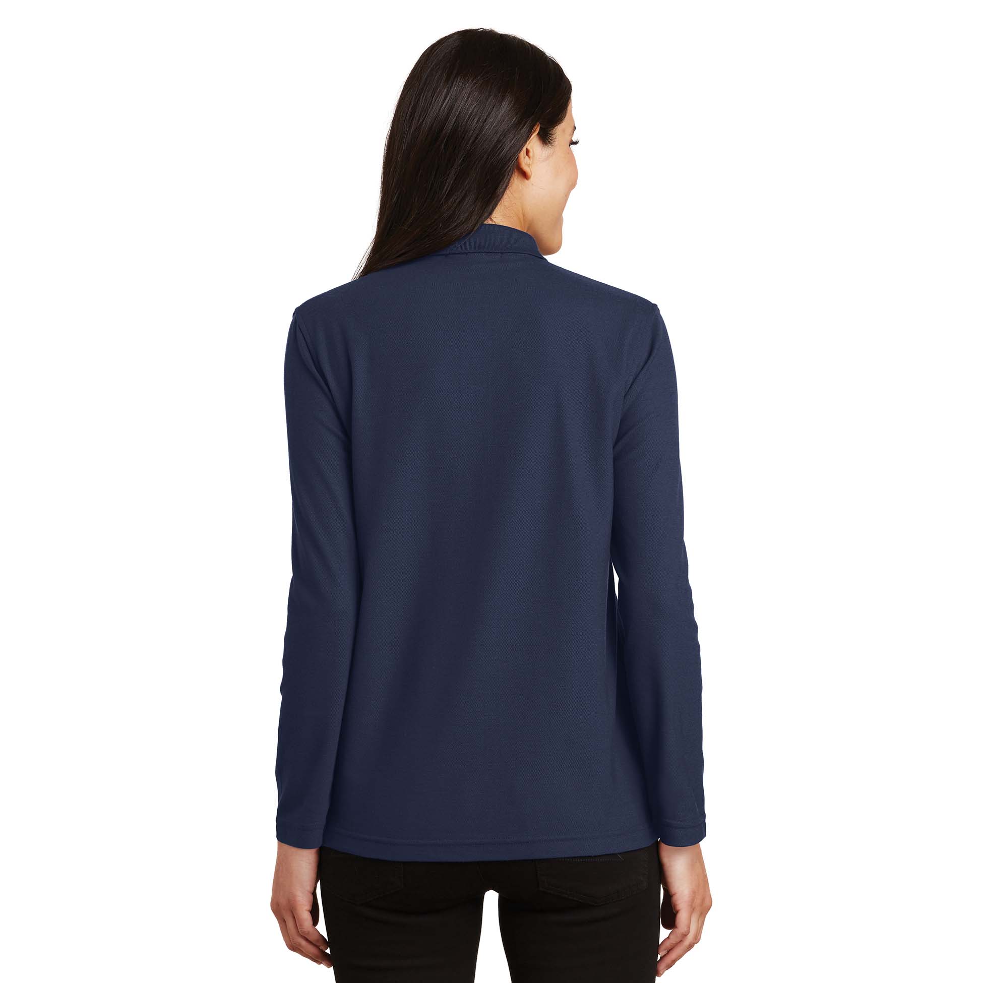 Port Authority L500LS Ladies Long Sleeve Silk Touch Polo - Navy | Full ...