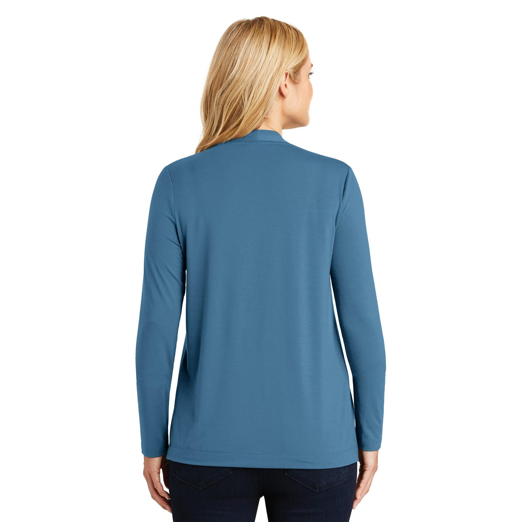 Port Authority L5430 Ladies Concept Knit Cardigan - Dusty Blue | Full ...