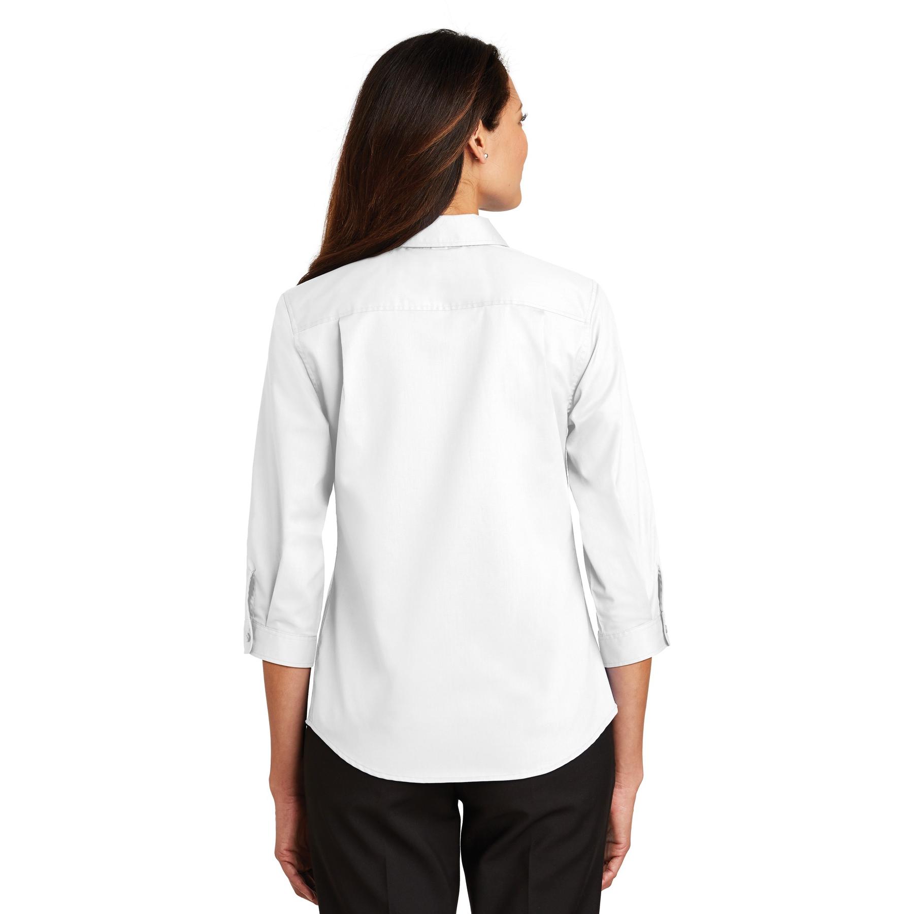 Port Authority L665 Ladies 3/4 Sleeve SuperPro Twill Shirt - White ...