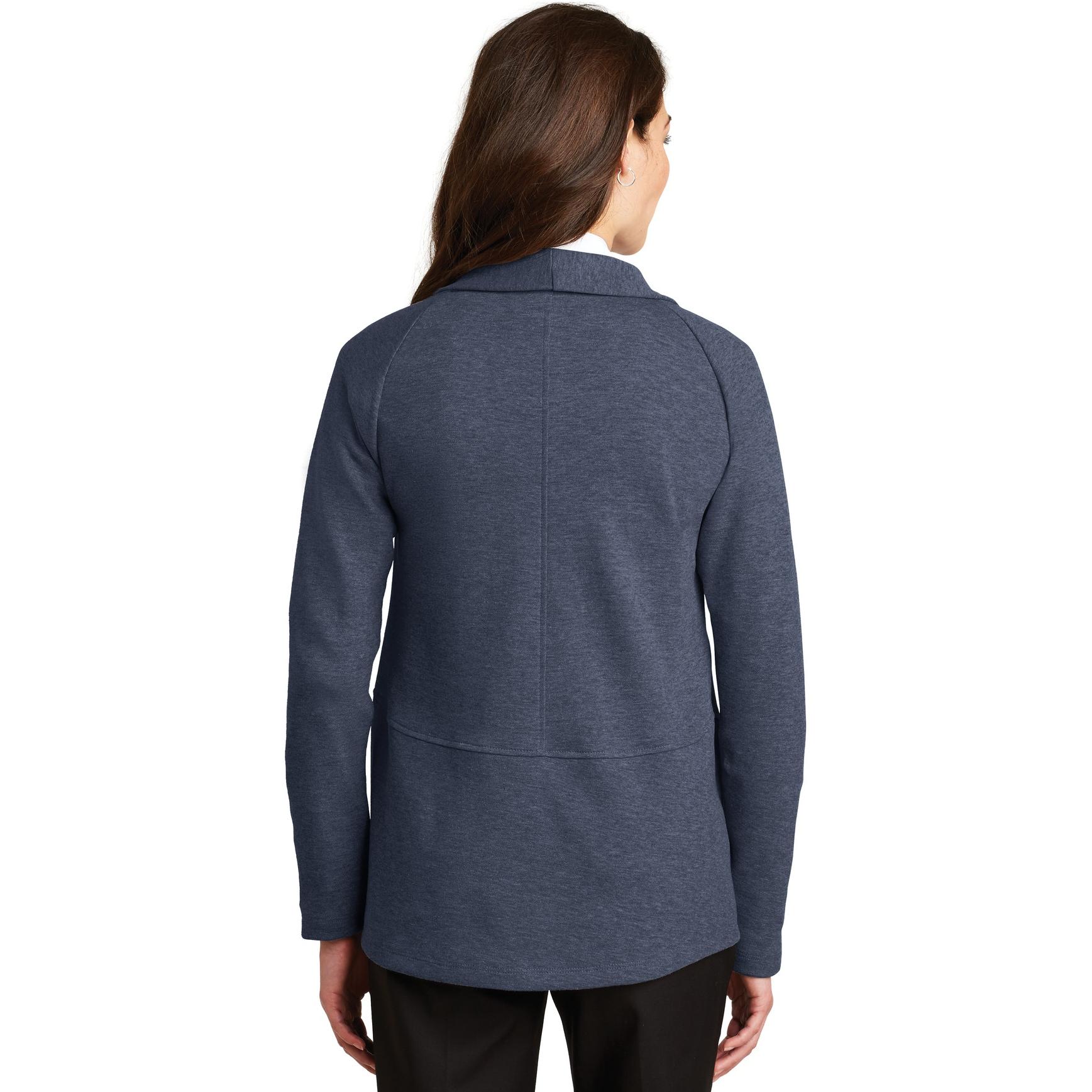 Port Authority L807 Ladies Interlock Cardigan - Estate Blue Heather ...